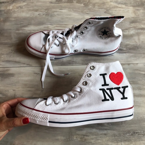 Converse Chuck Taylor I Love New York White sneaker high top shoe size 10 - Picture 3 of 7